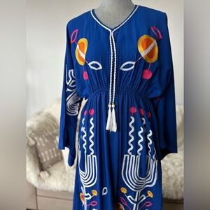 Embroidered Egyptian Blue Maxi Dress